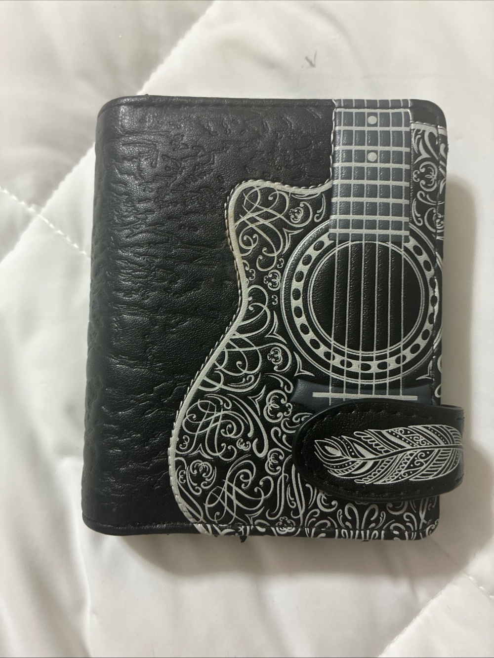 Black Guitar-Print Women's Wallet